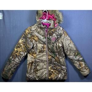 Realtree Xtra Girls Medium 38-40 Camouflage Detachable Hood Hunting Coat Pink EU